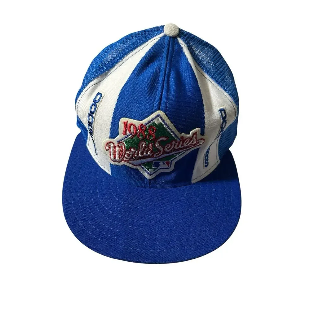 Vintage 1988 World Series LA Dodgers Hat Snapback Blue Mesh Champions READ FLAW